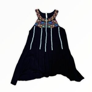 Shoreline Black Multicolored Embroidery Sleeveless A-line‎ Mini Dress Size L/XL